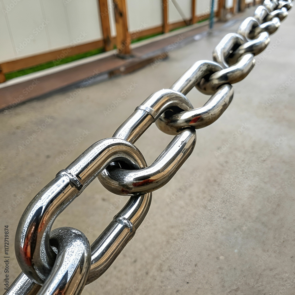 Obraz premium metal chain with whole or break steel chrome link