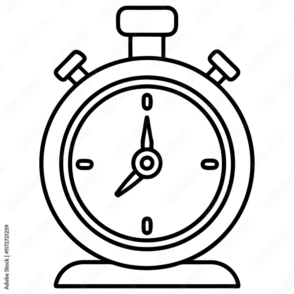 Line Art Study Timer Vector Illustration Line Art Study Timer Vector Illustration