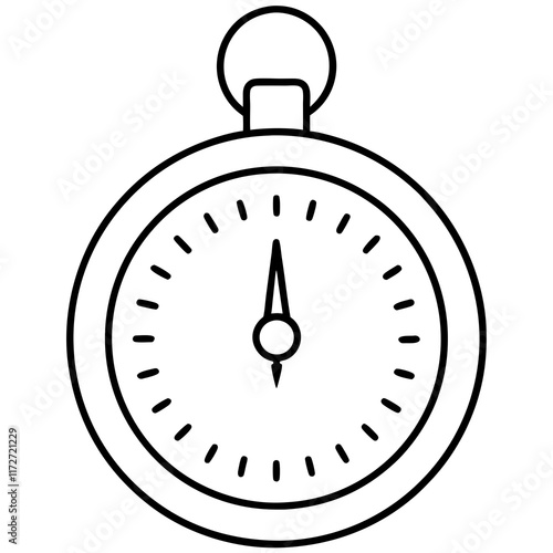 Line Art Study Timer Vector Illustration