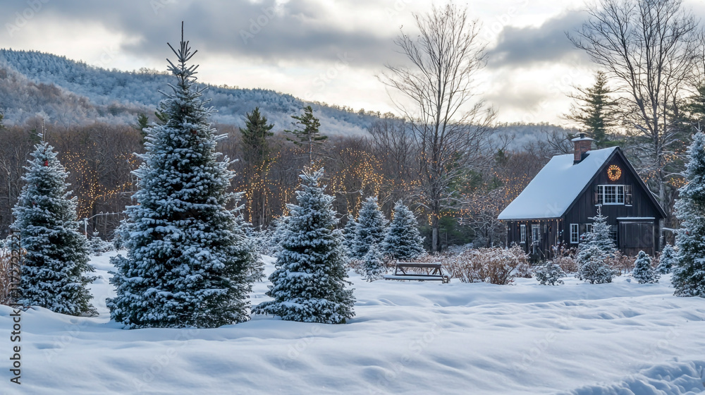 Holiday decorations blend naturally into the winter landscape, creating a warm and festive atmosphere Holiday decorations blend naturally into the winter landscape, creating a warm and festive atmosphere