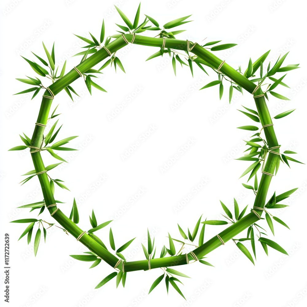 Green Bamboo Branches Forming a Circular Frame Green Bamboo Branches Forming a Circular Frame