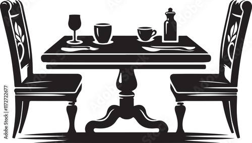 Elegant dining table silhouette vector