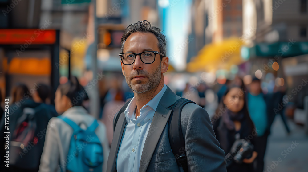 Professional man in a busy urban setting. Professional man in a busy urban setting.