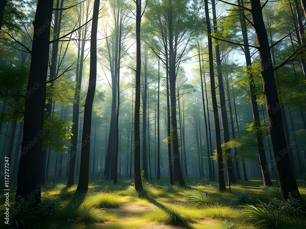 Fototapeta premium Peaceful Forest Stream in Summer