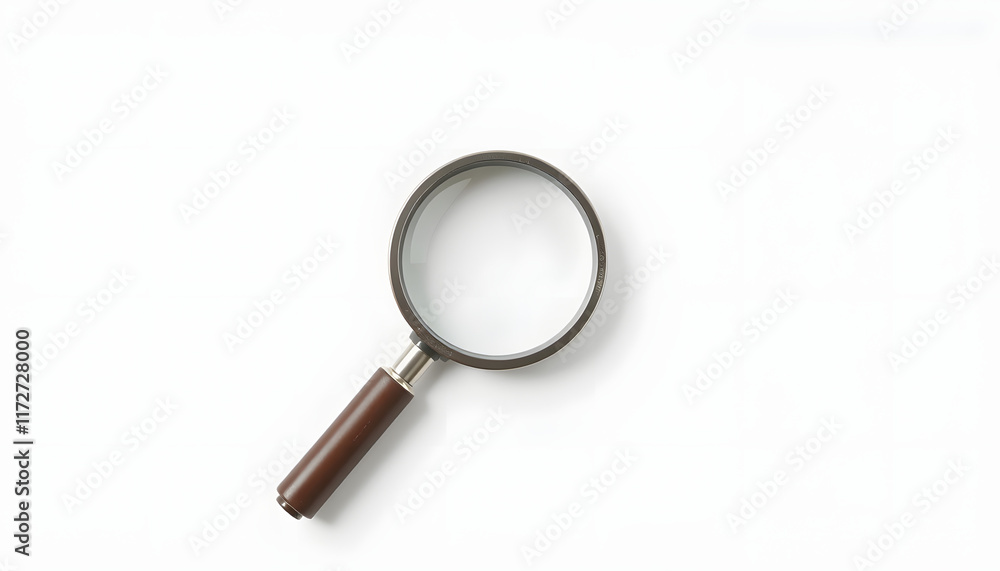 single retro magnifier isolated on white background, flat papercut style single retro magnifier isolated on white background, flat papercut style