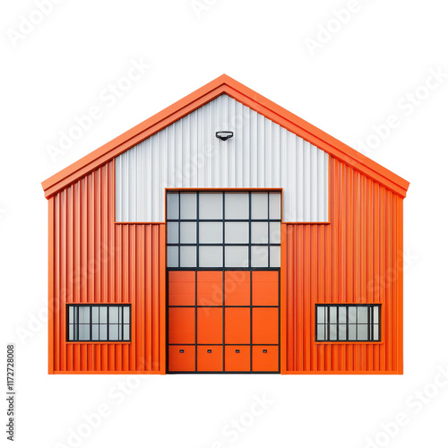 Modern Warehouse Building with Orange and White Walls