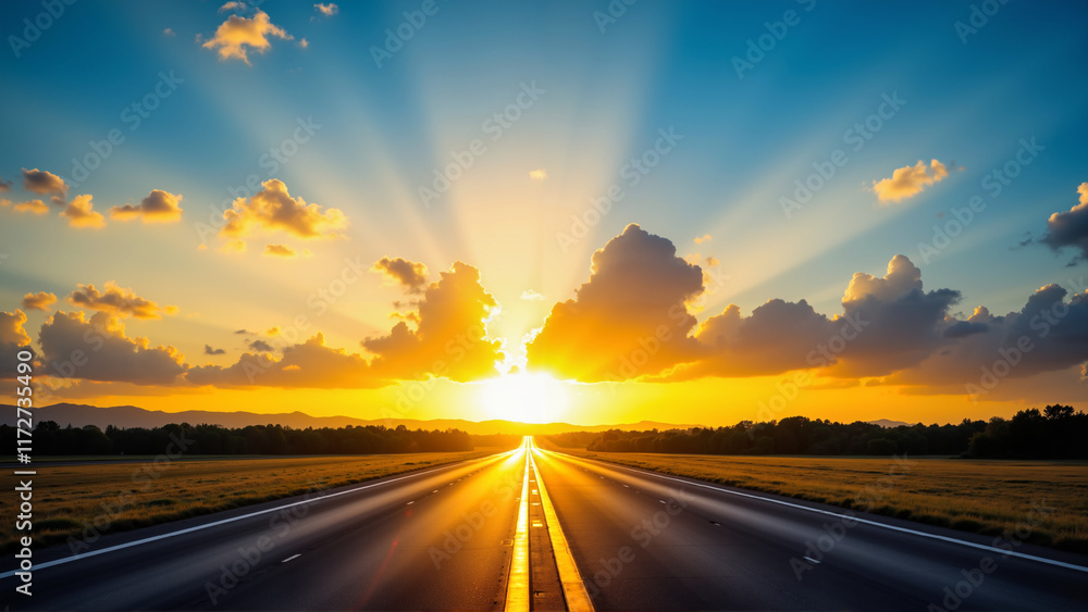 Road in sunset.