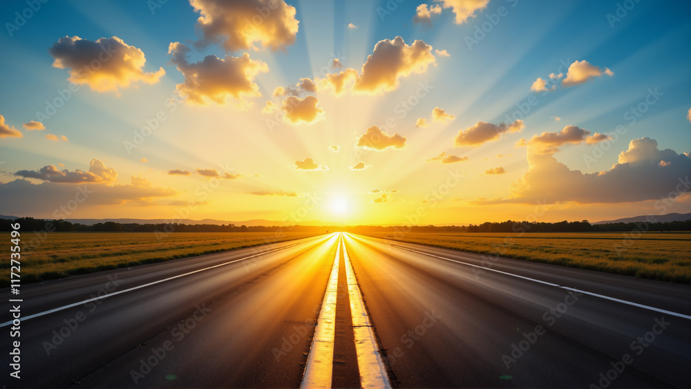 Road in sunset.