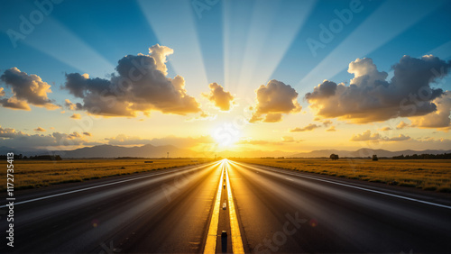 Road in sunset.