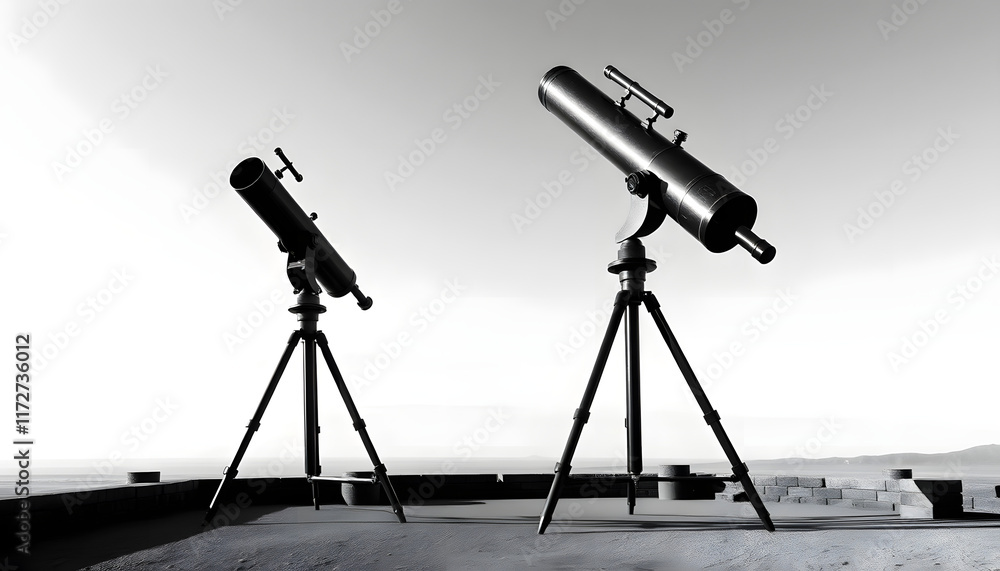 Two Telescopes - 19th century, minimalism, with white tones Two Telescopes - 19th century, minimalism, with white tones