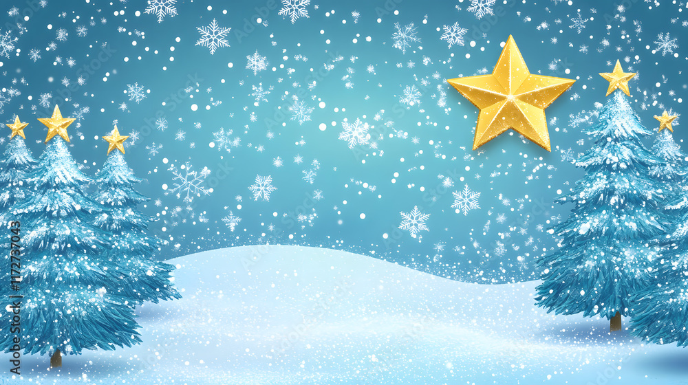 Minimalist Christmas Scene with White Paper Trees and Star on Snowy Background Minimalist Christmas Scene with White Paper Trees and Star on Snowy Background