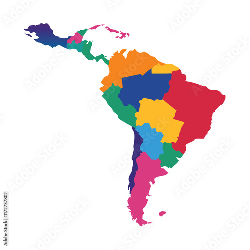 colourfull Map of latin America