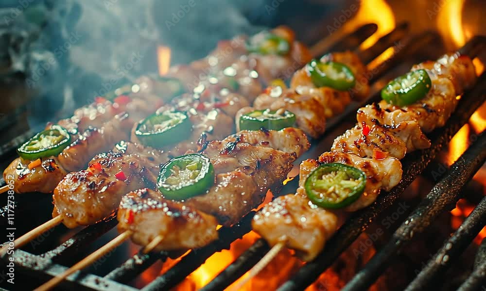 Grilled Chicken Skewers with Jalape?os, Flames and Smoke Grilled Chicken Skewers with Jalape?os, Flames and Smoke
