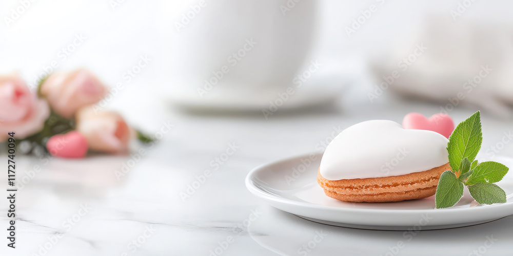 Heart shaped dessert with glossy icing, surrounded by flowers and hearts, evokes sweetness and love Heart shaped dessert with glossy icing, surrounded by flowers and hearts, evokes sweetness and love