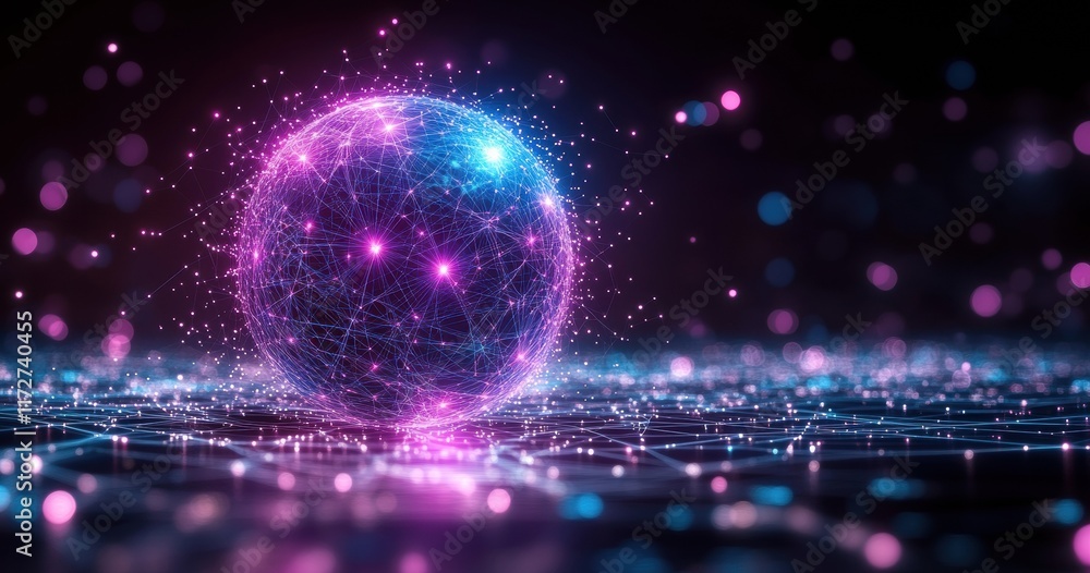 A glowing, colorful sphere with a purple center A glowing, colorful sphere with a purple center