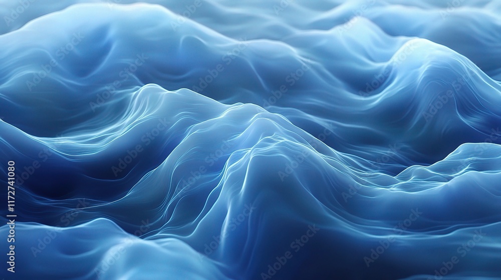 Obraz premium Abstract Blue Gradient Waves with Transparent Background