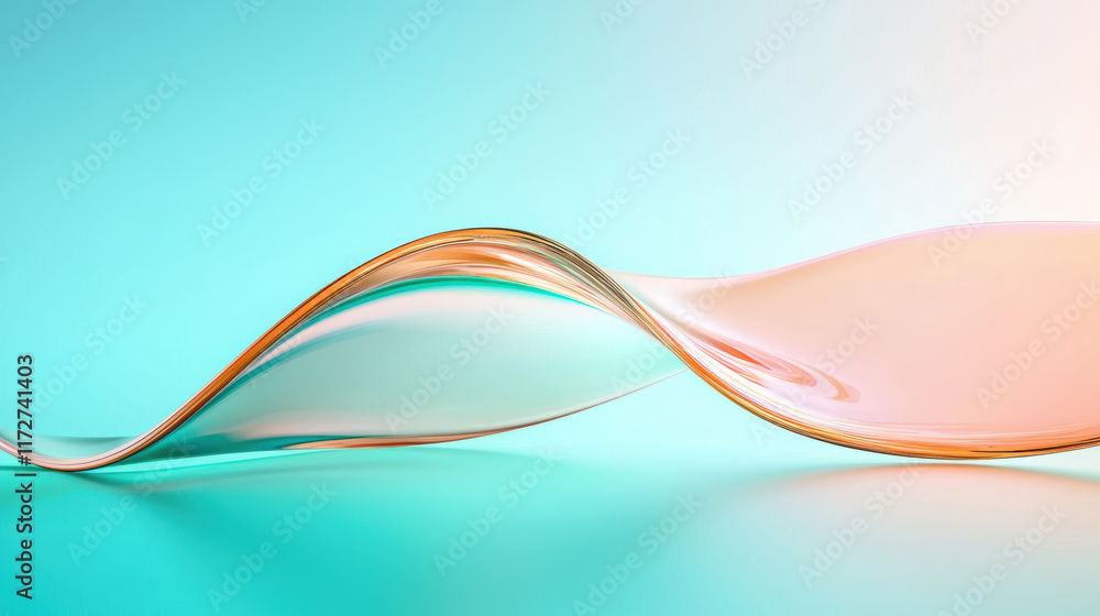Obraz premium smooth, mocha mousse colored digital wave gracefully sweeps across serene background