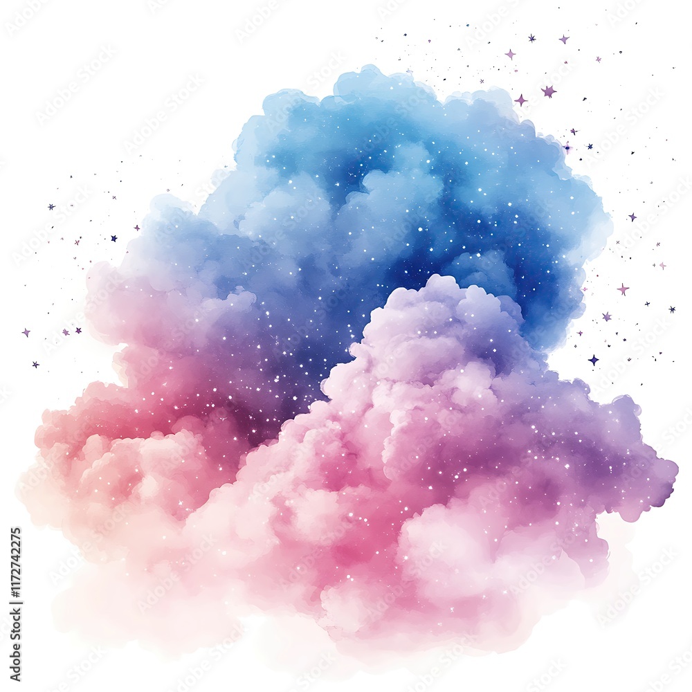 Fototapeta premium Dreamy Colorful Clouds with Starry Background