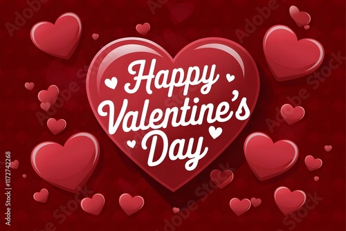 Romantic Happy Valentine's Day Graphic with Hearts