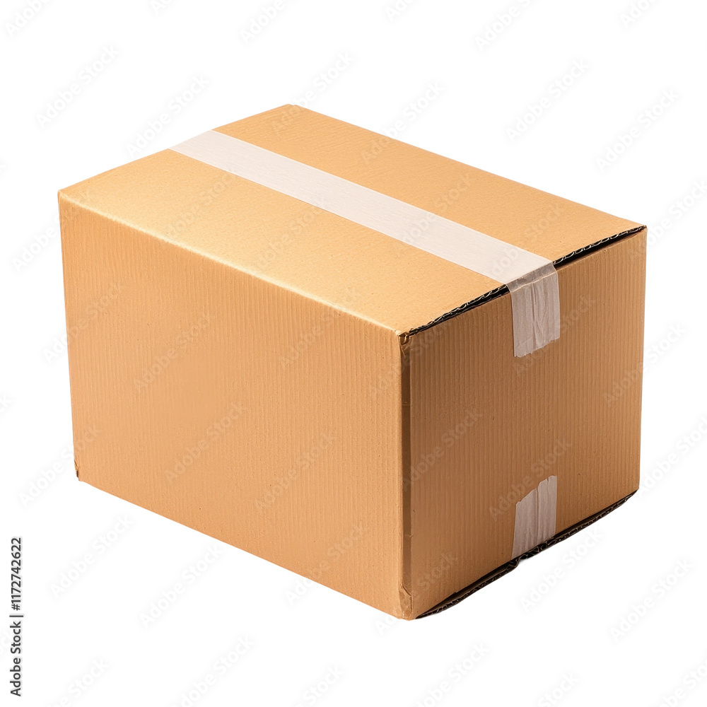 Brown Cardboard Box with Tape and Slight Crumple Brown Cardboard Box with Tape and Slight Crumple