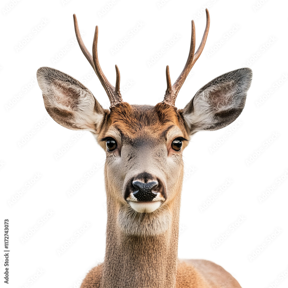 deer head portrait animal wildlife isolated on a white background