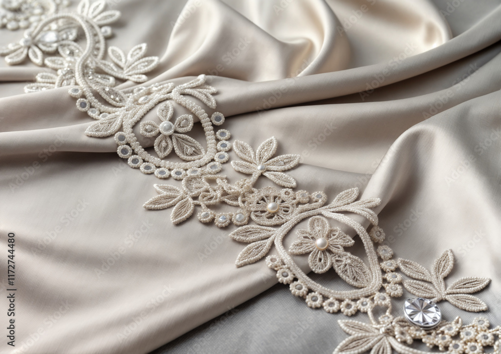 Obraz premium lace, sewing, satin ribbon, embroidered,