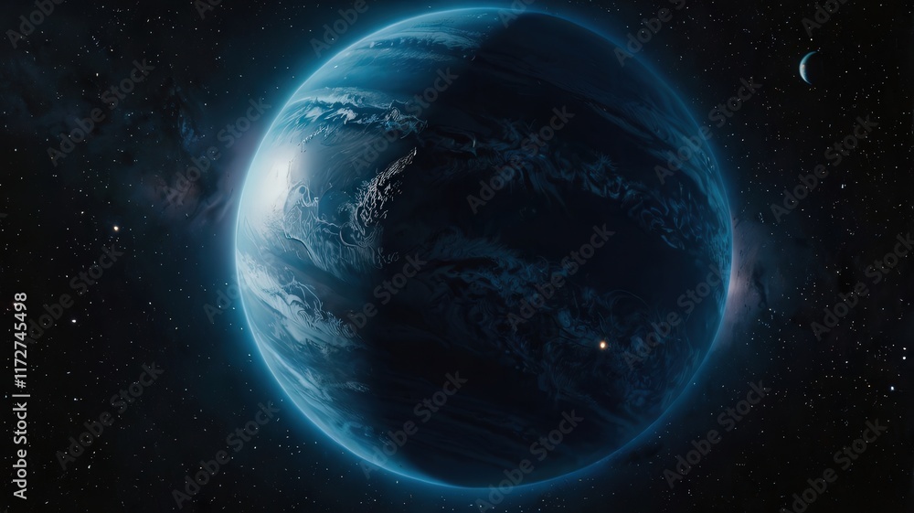 Fototapeta premium neptune, earth, planet, globe, space, world, map, blue, sphere, global, astronomy, 3d, night, black, ocean, atmosphere, illustration, isolated, universe, sun, america, cloud, nature, sea, science, con