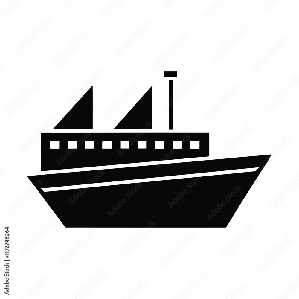 Ship Silhouette Vector Design Perfect for Maritime, Nautical, Shipping, Logistics, Travel, and Ocean-Themed Branding or Illustrations Ship Silhouette Vector Design Perfect for Maritime, Nautical, Shipping, Logistics, Travel, and Ocean-Themed Branding or Illustrations