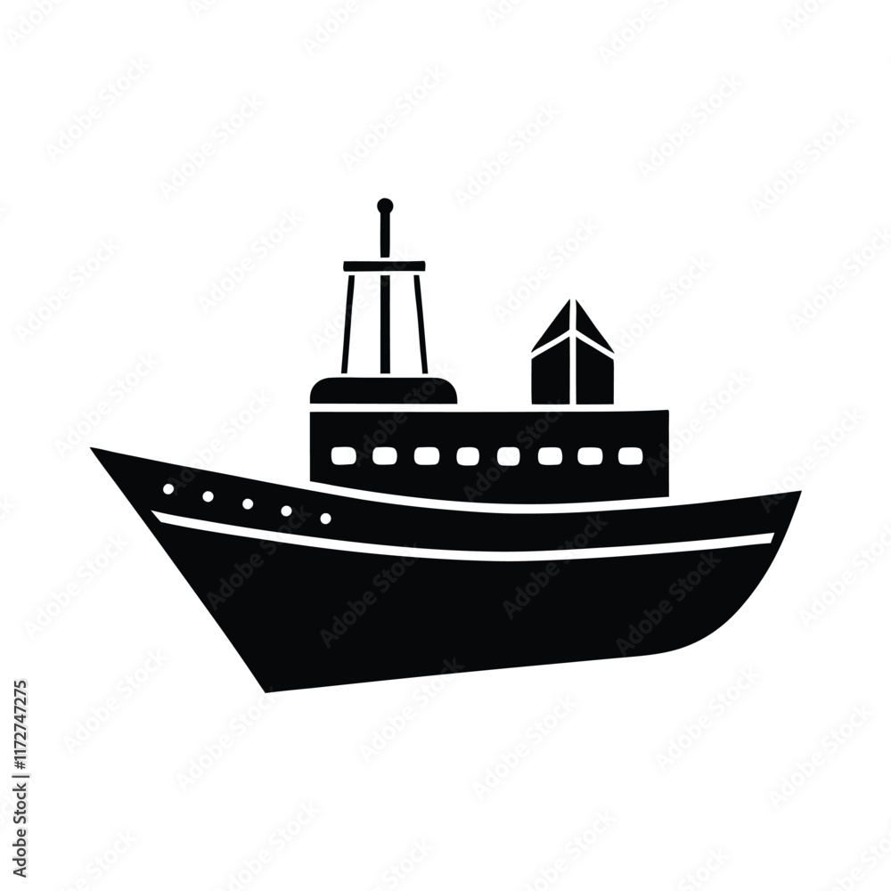 Ship Silhouette Vector Design Perfect for Maritime, Nautical, Shipping, Logistics, Travel, and Ocean-Themed Branding or Illustrations Ship Silhouette Vector Design Perfect for Maritime, Nautical, Shipping, Logistics, Travel, and Ocean-Themed Branding or Illustrations