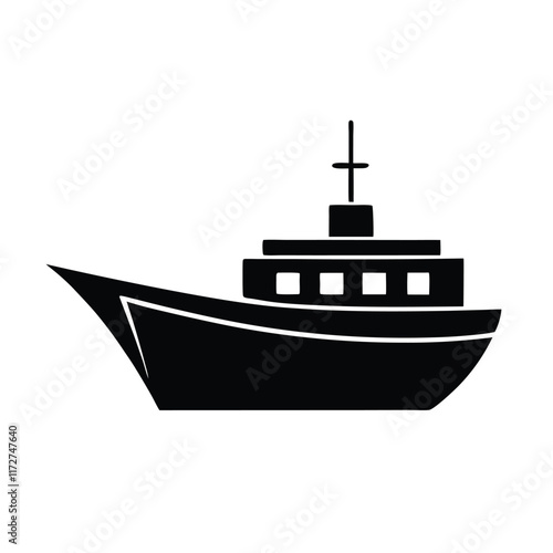 Ship Silhouette Vector Design Perfect for Maritime, Nautical, Shipping, Logistics, Travel, and Ocean-Themed Branding or Illustrations