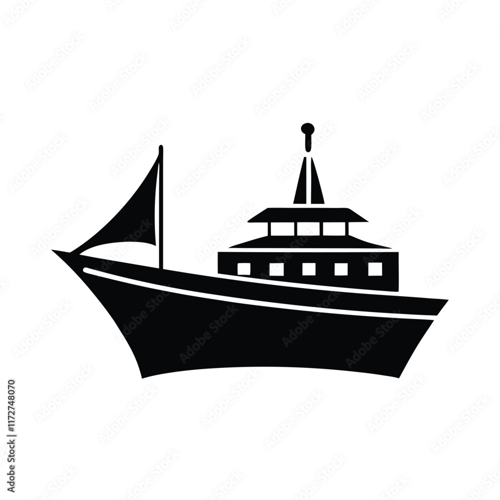 Ship Silhouette Vector Design Perfect for Maritime, Nautical, Shipping, Logistics, Travel, and Ocean-Themed Branding or Illustrations Ship Silhouette Vector Design Perfect for Maritime, Nautical, Shipping, Logistics, Travel, and Ocean-Themed Branding or Illustrations