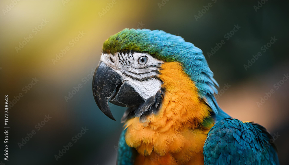 Fototapeta premium A close-up portrait of a colorful macaw.