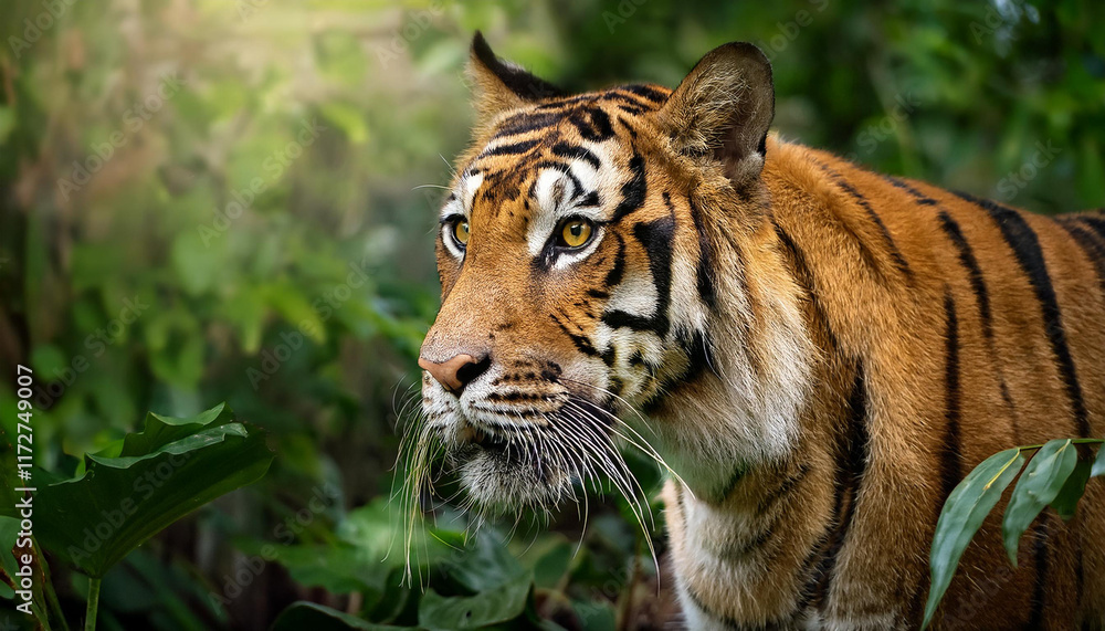 Fototapeta premium A close-up portrait of a majestic tiger.