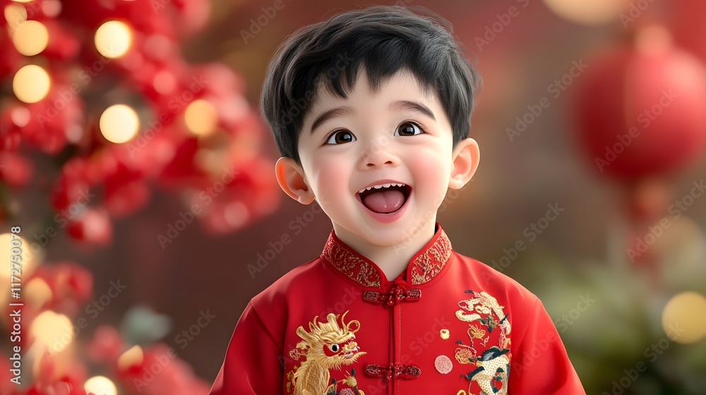 Joyful child celebrating lunar new year a festive setting portrait photography warm atmosphere upbeat perspective Joyful child celebrating lunar new year a festive setting portrait photography warm atmosphere upbeat perspective