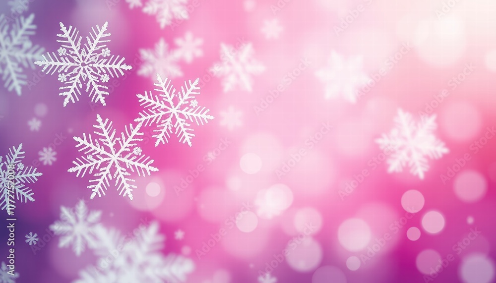Pink abstract background with snowflakes and winter elements in a festive design Pink abstract background with snowflakes and winter elements in a festive design