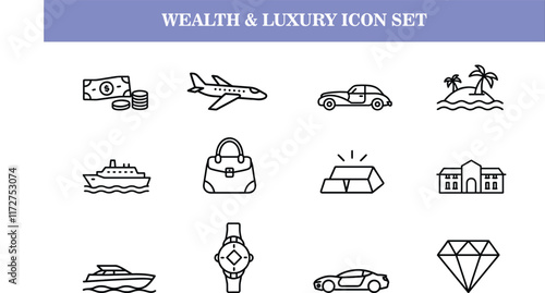 Vector wealth and luxury icon set