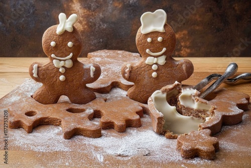 Lebkuchenmänner aus Teig ausstechen photo