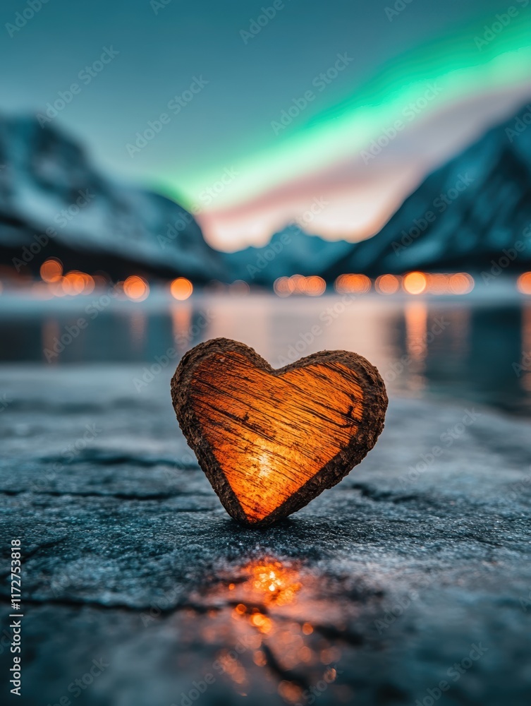 Fototapeta premium Illuminated Heart, Northern Lights