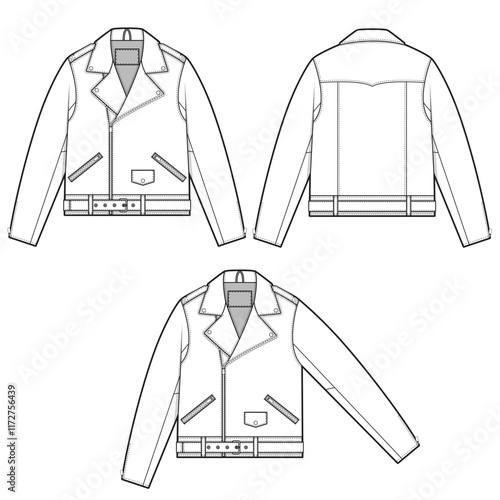 Biker jacket mockup template clothing vector design