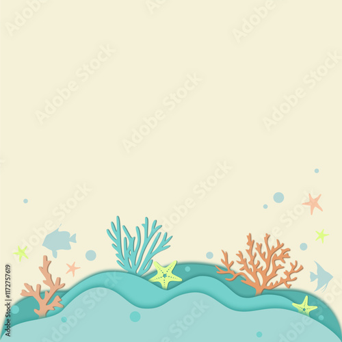 Set of sea style seamless patterns. Underwater creatures, starfish, sea horse, coral, fish. marine, nautical endless wallpaper, background. Endless