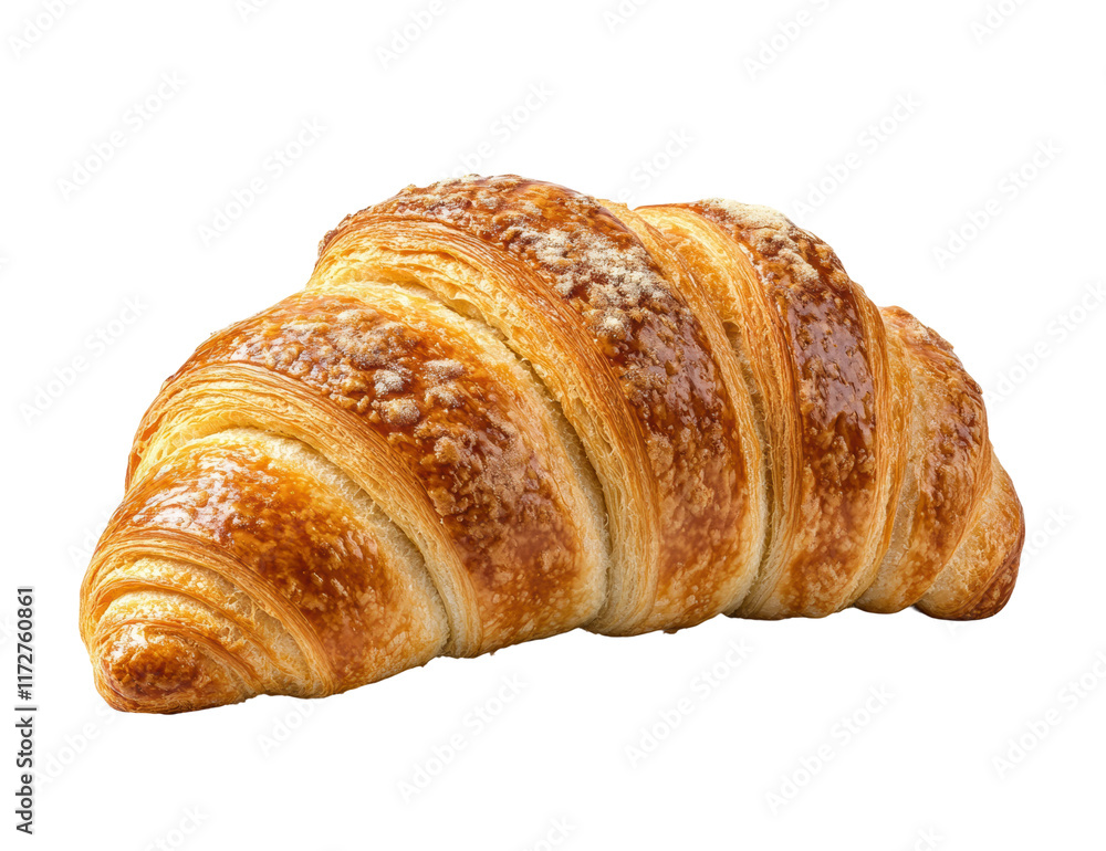 Golden flaky croissant with crisp layers, shiny buttery texture and artisanal craftsmanship, perfect French pastry for breakfast, snacks, or gourmet meals isolated on transparent background Golden flaky croissant with crisp layers, shiny buttery texture and artisanal craftsmanship, perfect French pastry for breakfast, snacks, or gourmet meals isolated on transparent background