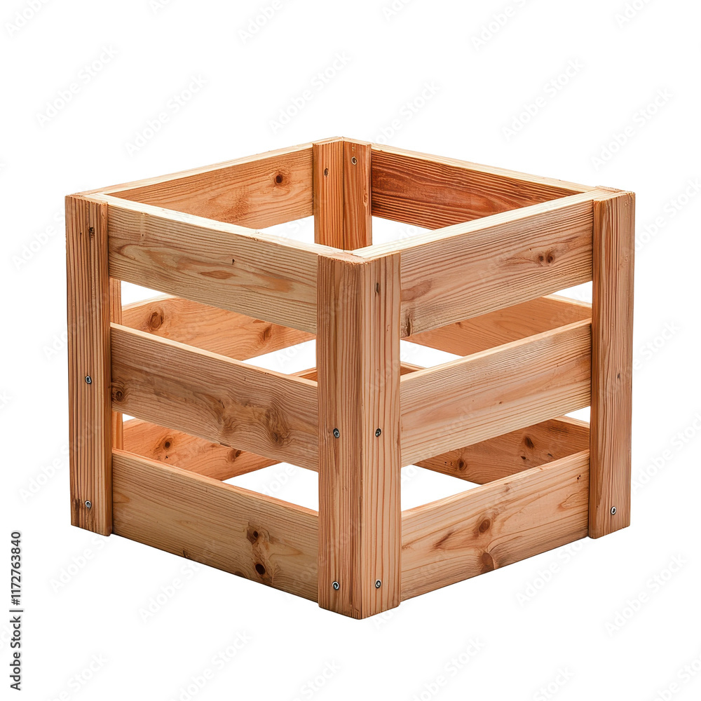 Open Wooden Crate with Neatly Aligned Planks Open Wooden Crate with Neatly Aligned Planks