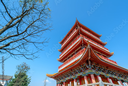 The pavilions in the small town of Nisu, where the Mengzi Yi people live, in Yunnan, China. photo