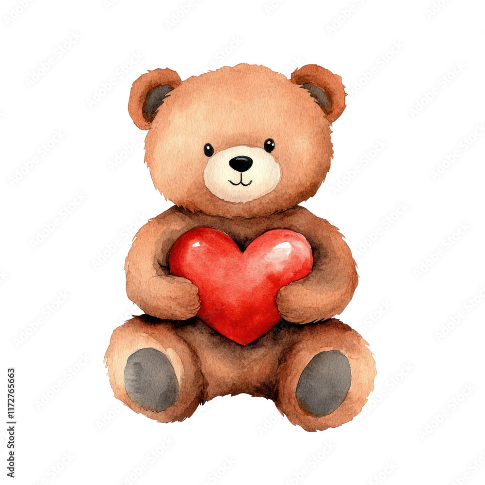 Obraz premium teddy bear holding red heart, perfect for Valentine Day gifts