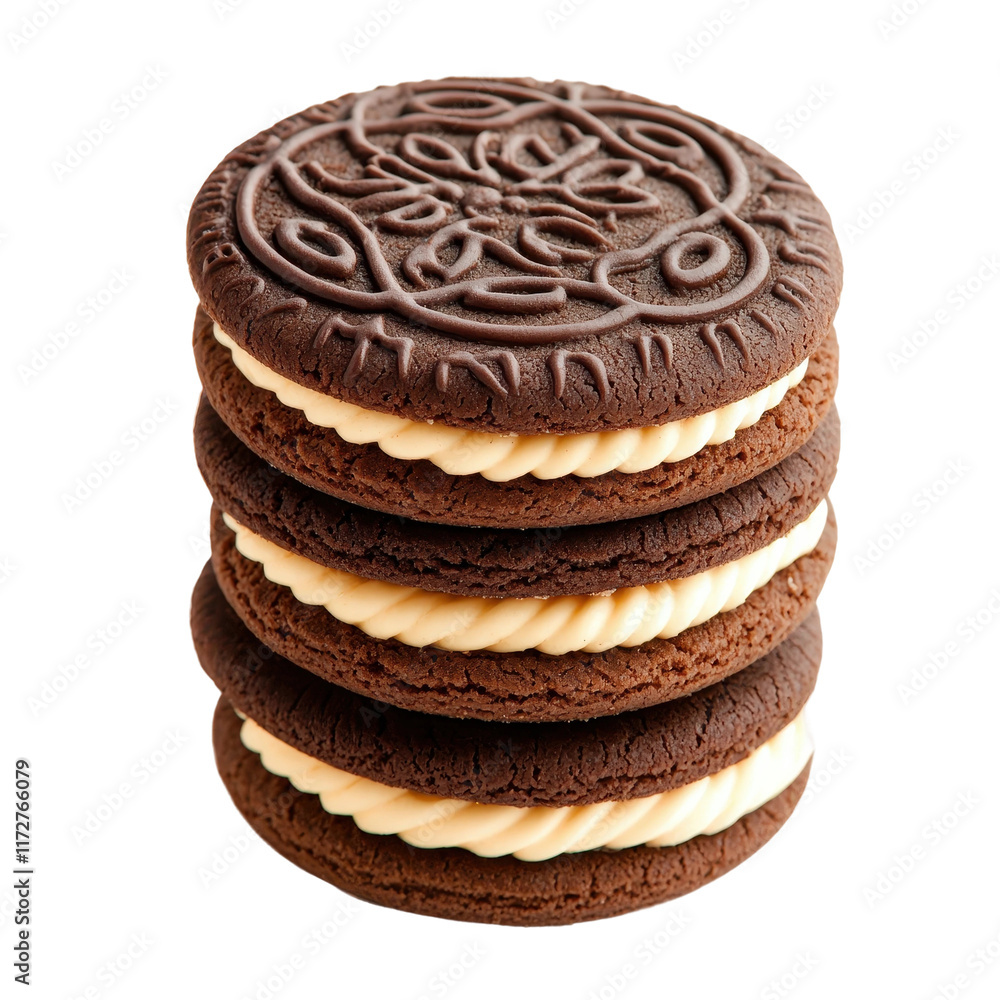 Stack of Chocolate Cream Sandwich Cookies Stack of Chocolate Cream Sandwich Cookies