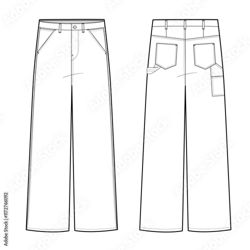 Carpenter denim pants mockup template clothing vector design
