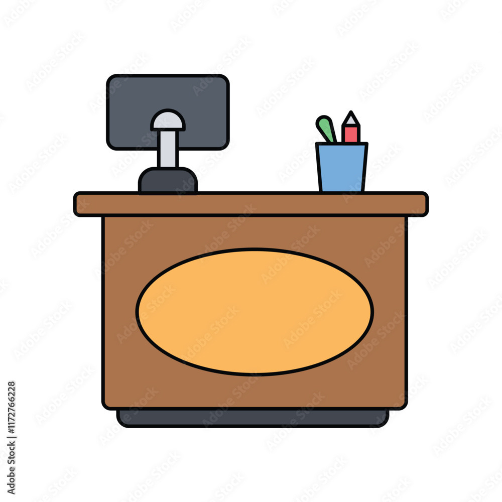 Desk lineal color line icon with white background vector stock illustration Desk lineal color line icon with white background vector stock illustration