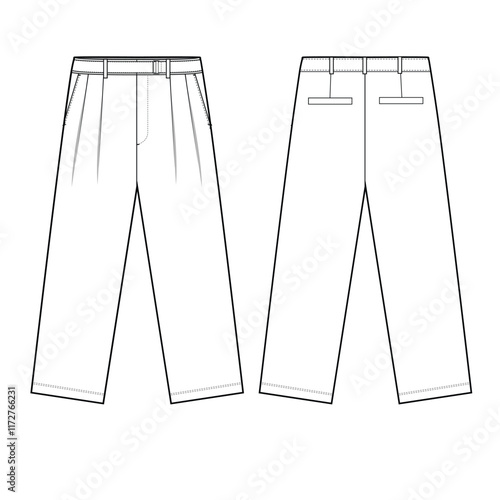 Pleated pants mockup template clothing vector design