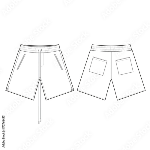 Short pants mockup template clothing vector design