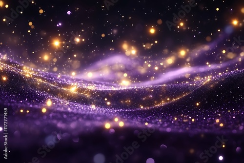 Purple and gold glittering wave.